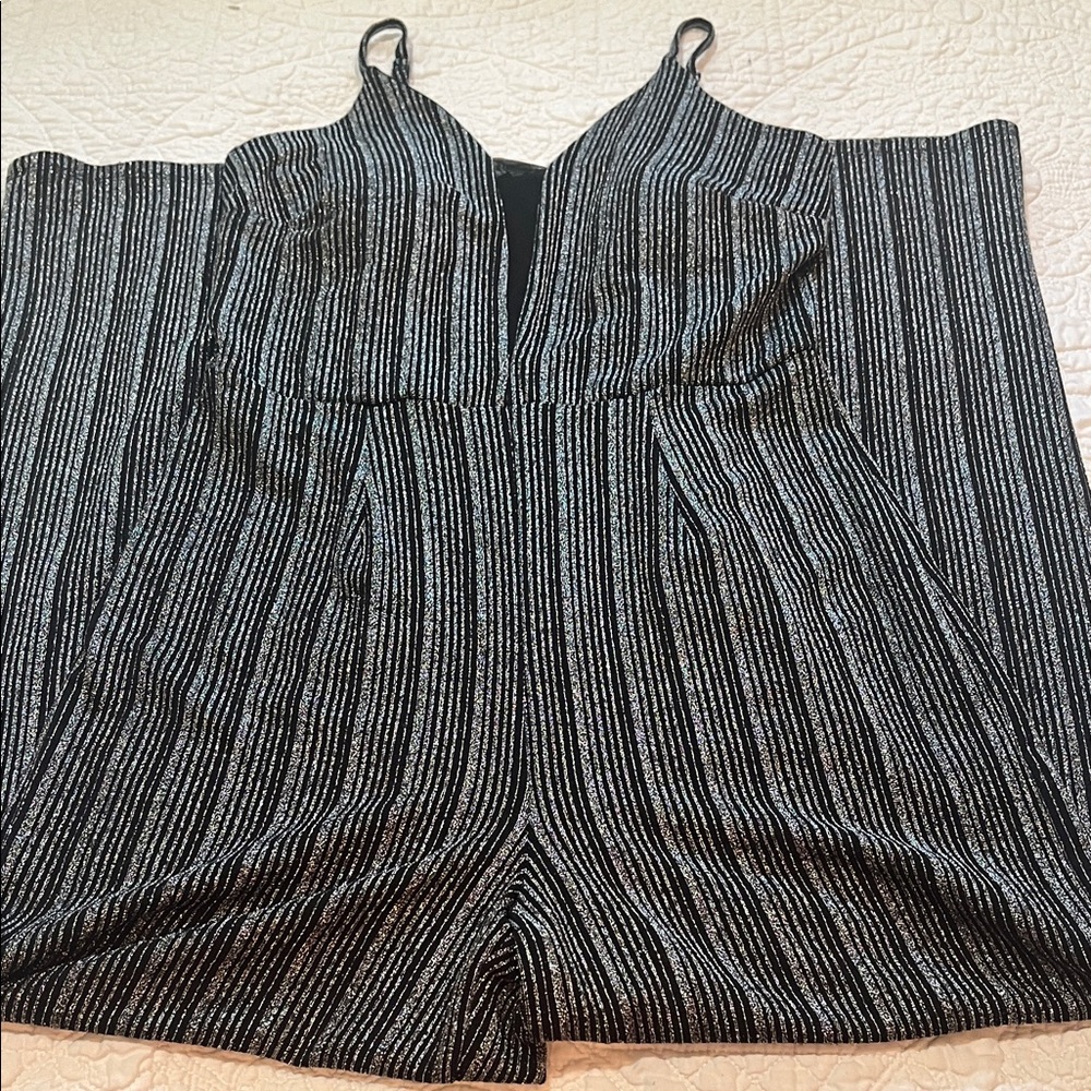 Striped Black and Silver Jumpsuit